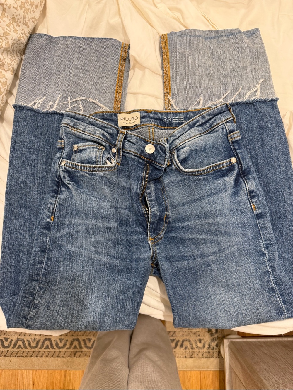 Anthropologie Light Blue High-Rise Cuffed Cropped Jeans - Picture 3 of 4
